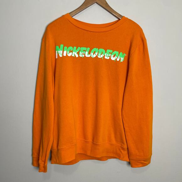 Nickelodeon Graphic Logo Sweatshirt Long Sleeve Crew Neck Orange XL - Picture 1 of 6